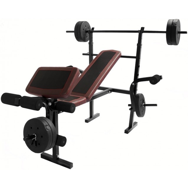 Set Barra Banco Pesas Centurfit Ejercicio Barra..