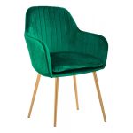 Silla Eames Tapizada con brazo pata dorada verde