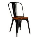 Silla Tolix Acero Vintage Asiento Madera Jardin..